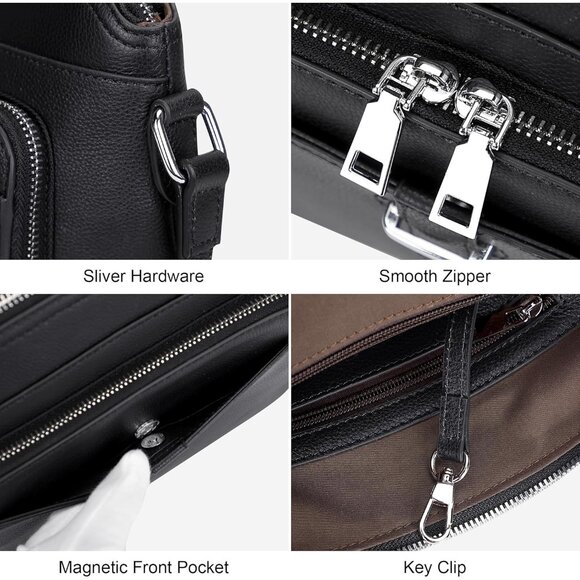 Luxury Black Cowhide Leather Crossbody Purse for Women - Sleek Design & Storage - Picture 7 of 8